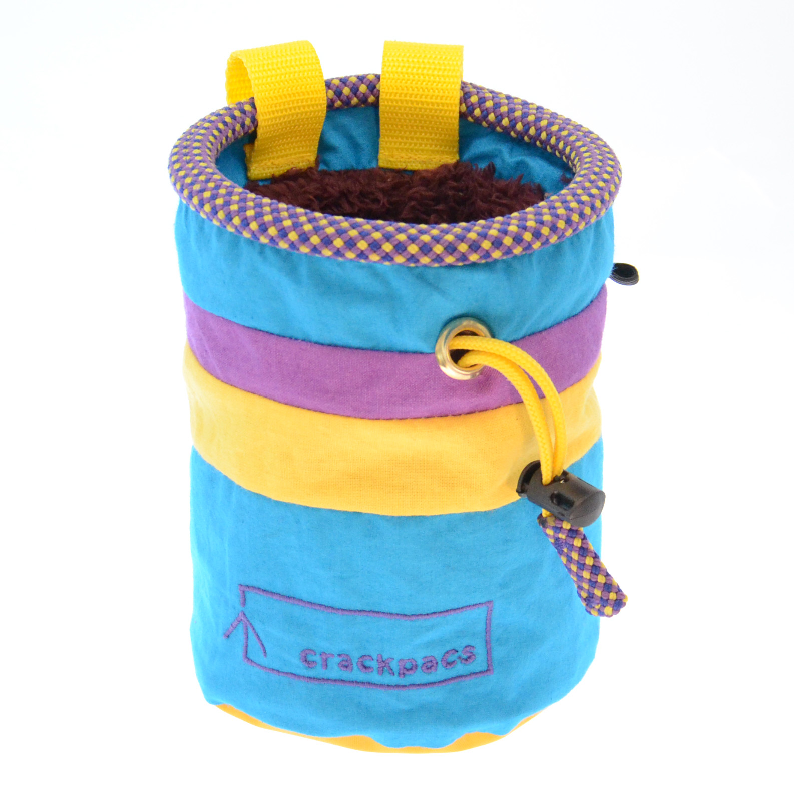 upcycled chalk bag made from old canvas tents and climbing rope Crackpacs