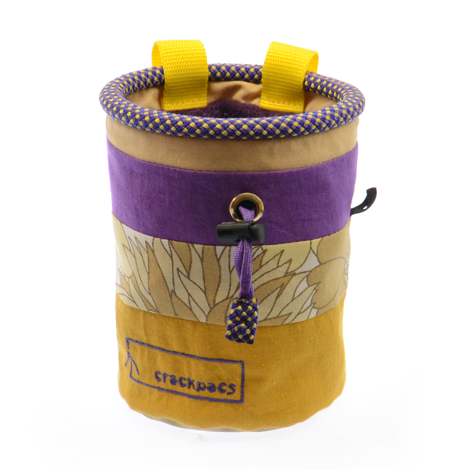 upcycled chalk bag made from old canvas tents and climbing rope Crackpacs